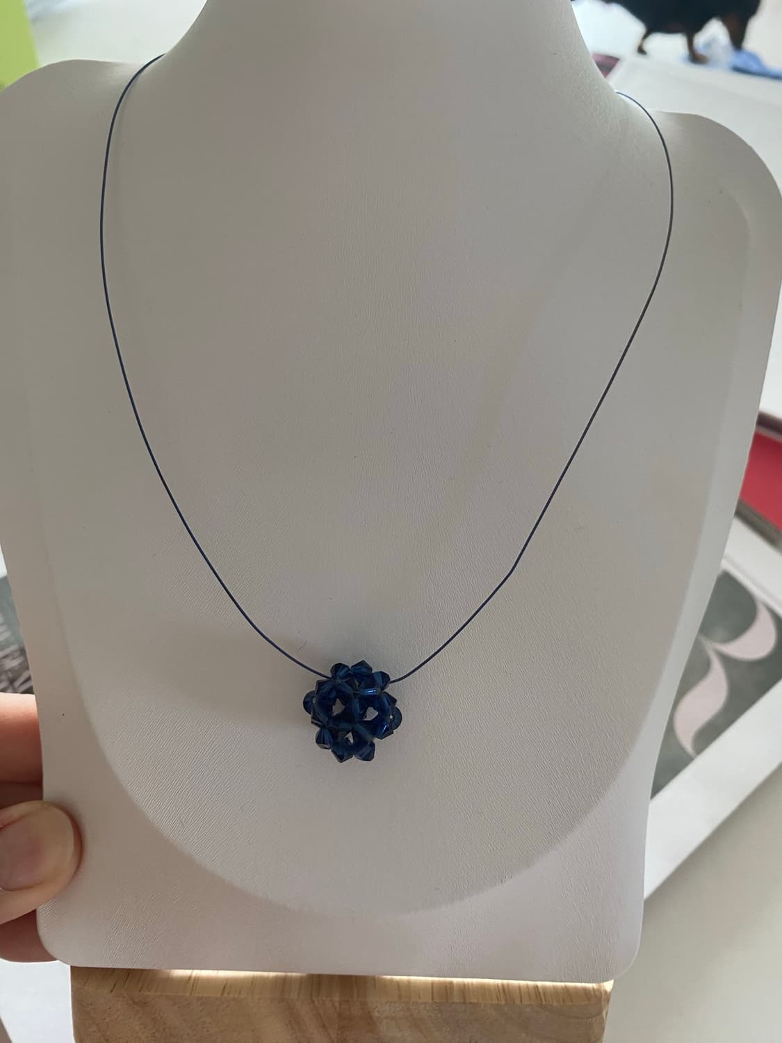 빈티지 비즈 블루 플라워 목걸이 상품이미지5