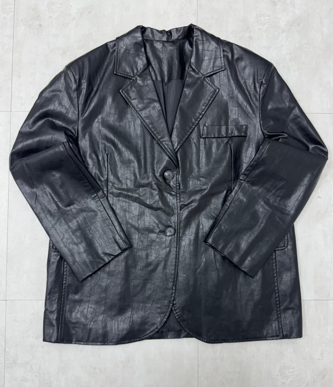 •Vintage 블랙 리얼레더 블레이저 자켓 상품이미지1