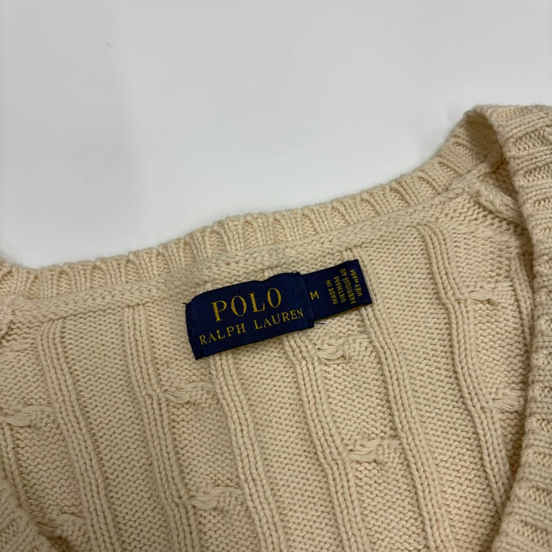 폴로 랄프로렌 아이보리 케이블 핀터깔 걸즈 브이넥 니트(M) 상품이미지4