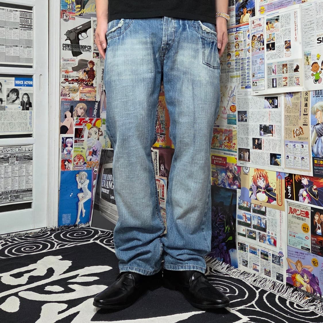 빈티지 연청 워싱 버튼플라이 데님 팬츠 상품이미지2