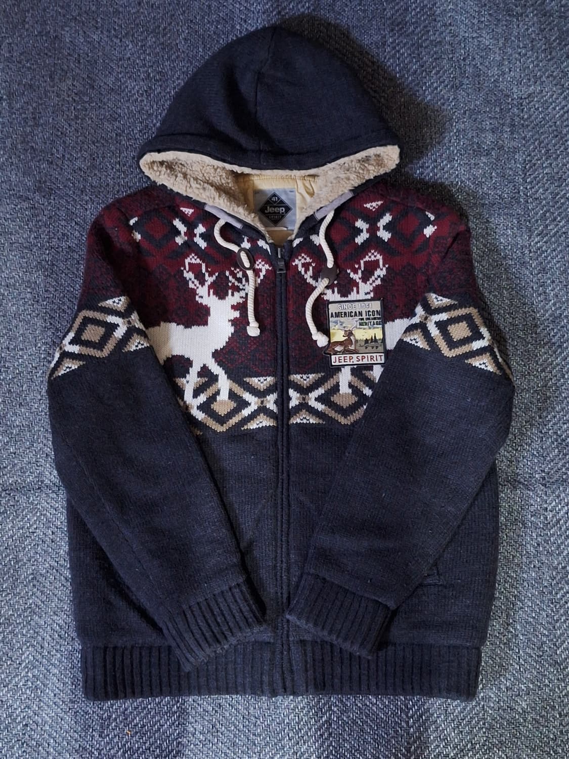 지프 빈티지 울니트 내피 후드집업 상품이미지1