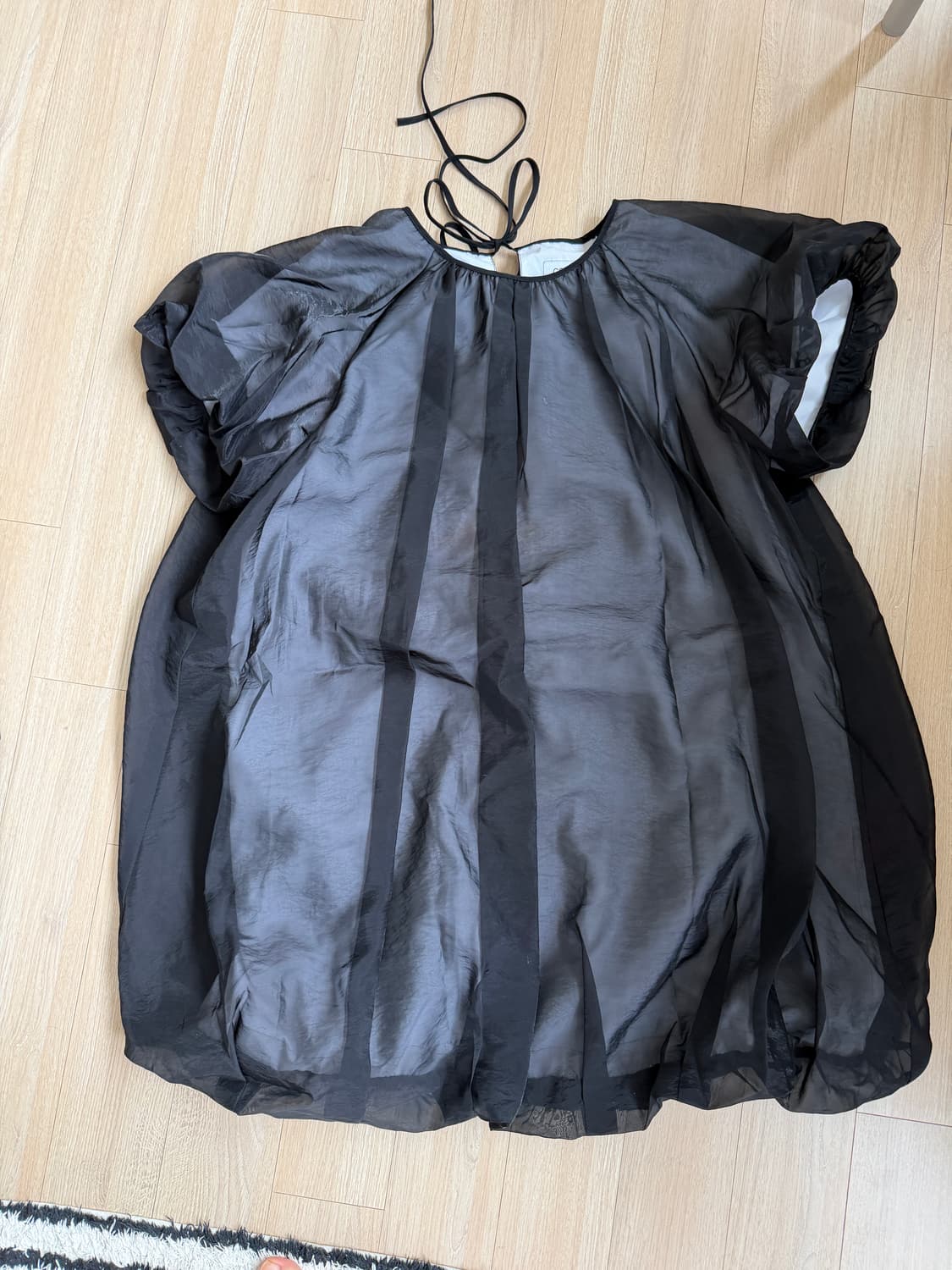 COSMOSS volume mini dress (sheer black) 상품이미지5