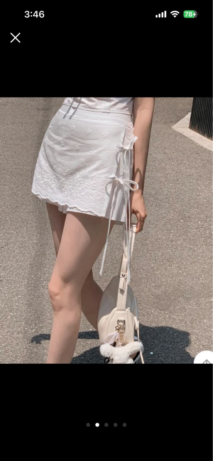 에이블리 펀칭미니랩스커트 화이트 상품이미지4