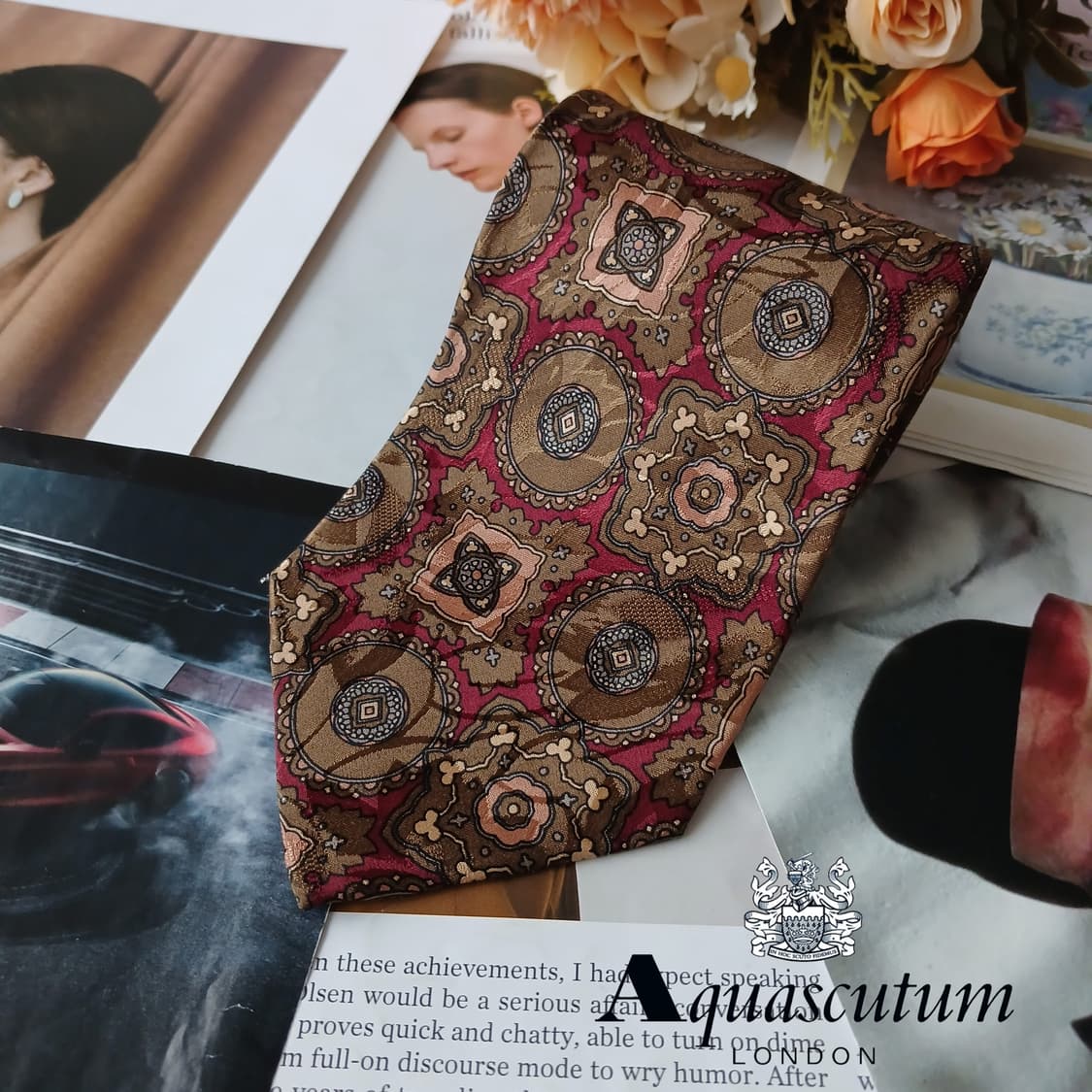 아쿠아스큐텀 실크 클래식 패턴 넥타이 9.5cm A+~A등급 A19785 상품이미지1