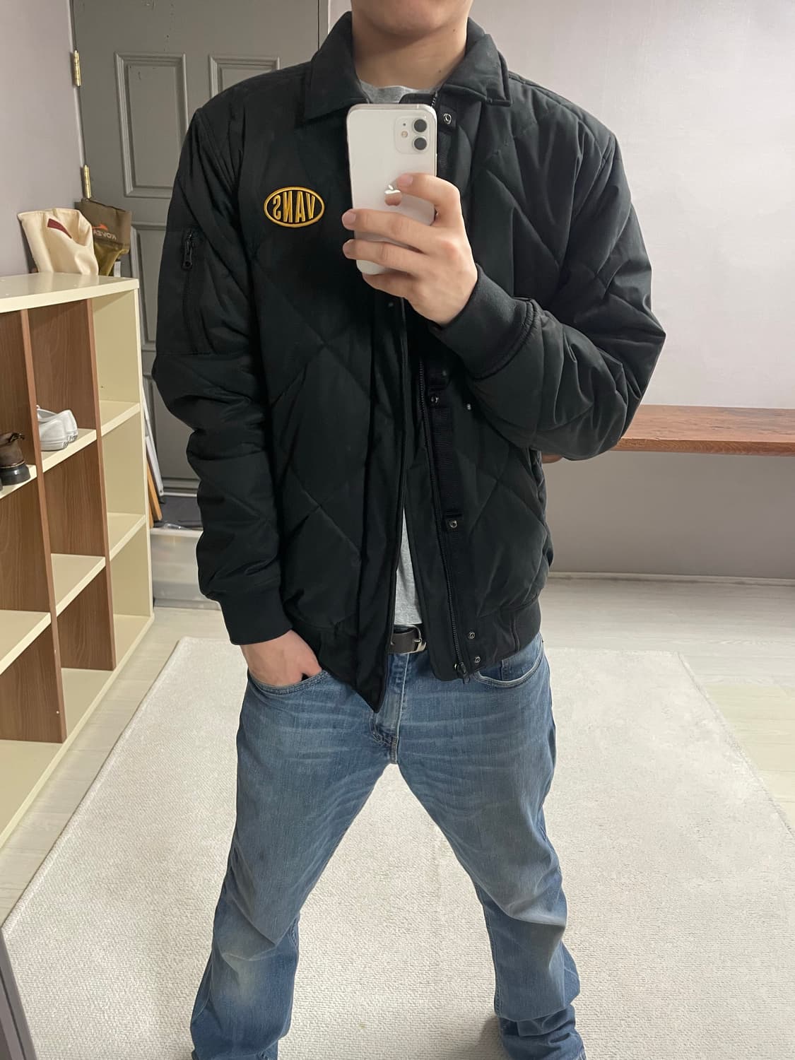 L) 반스 체크 카라 패딩 상품이미지1