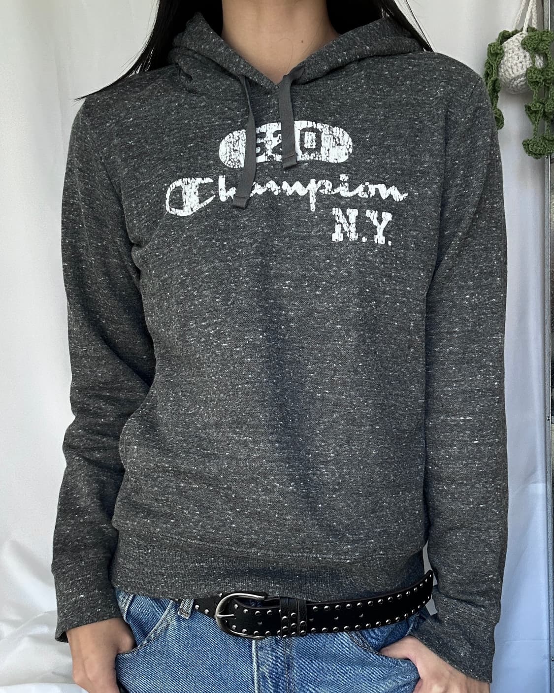빈티지 Champion 차콜 기모 후드티 상품이미지1