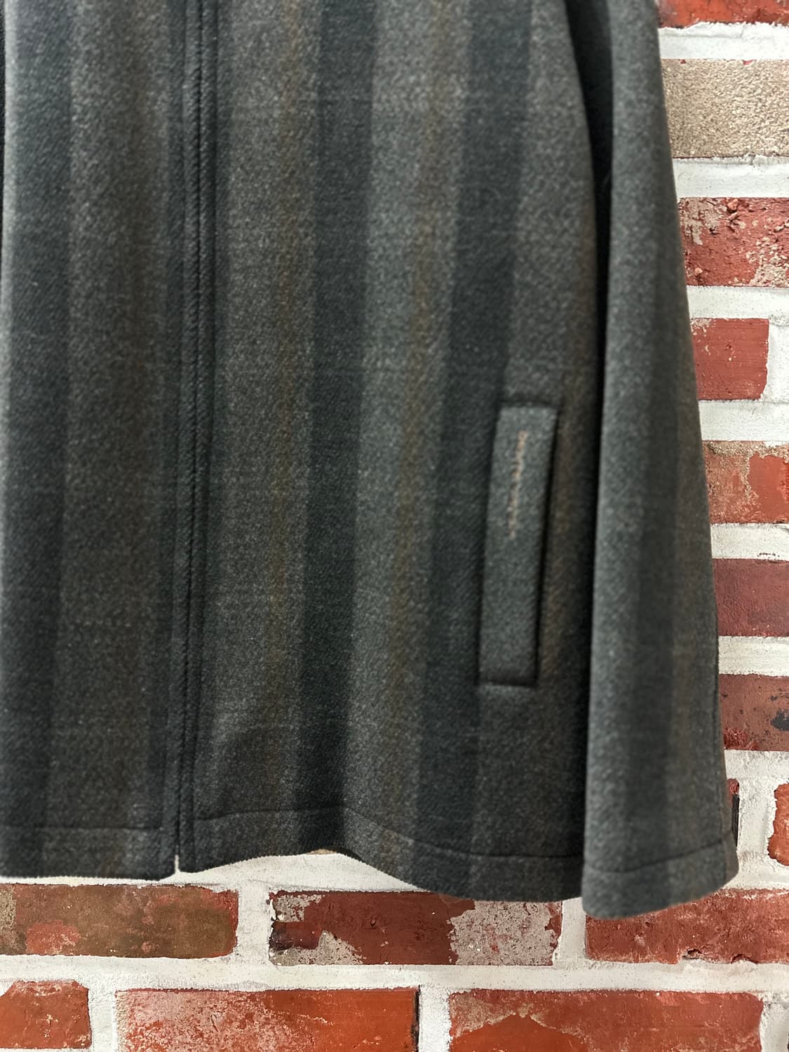 (100)피에르가르뎅 체크 울 블루종 카키 상품이미지3