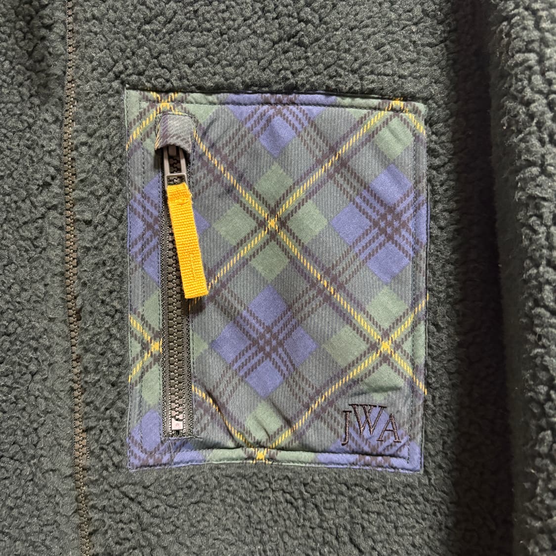 유니클로 X JW앤더슨 체크 포켓 플리스 / 그린, M 상품이미지5