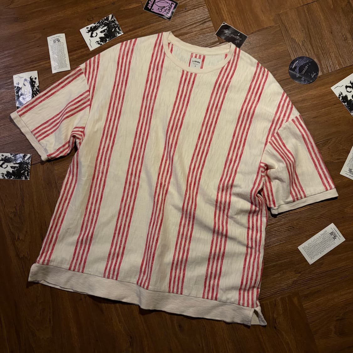 RED STRIPE SLUP COTTON T-SHIRTS 상품이미지1