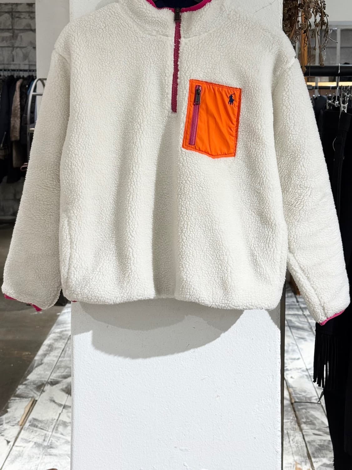 폴로 랄프로렌 화이트 오렌지 포켓 풀오버 플리스 상품이미지5