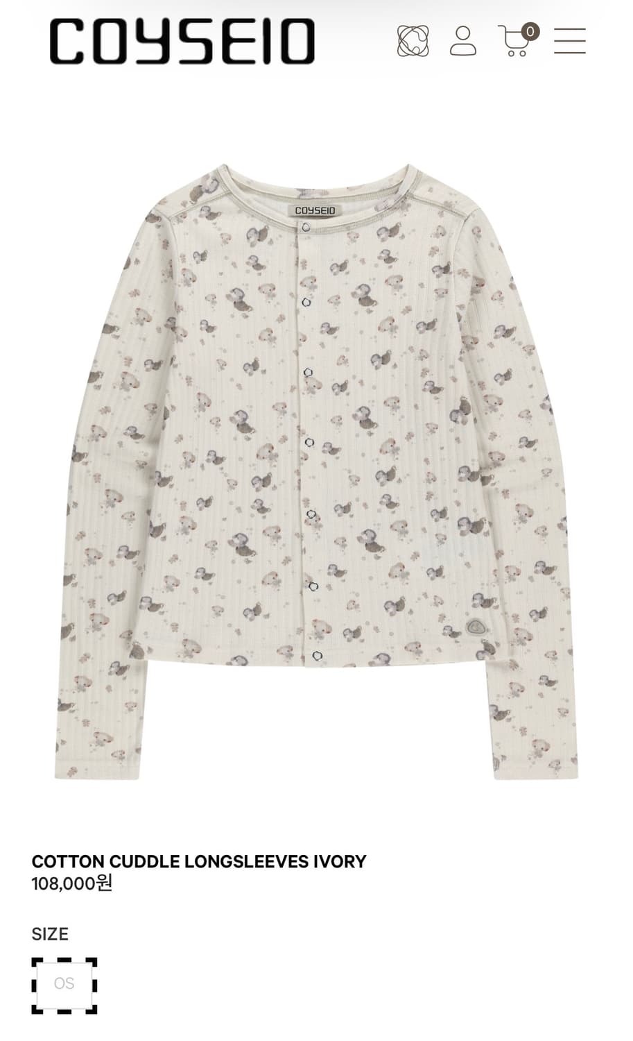 코이세이오 COTTON CUDDLE LONGSLEEVES IVORY 상품이미지1