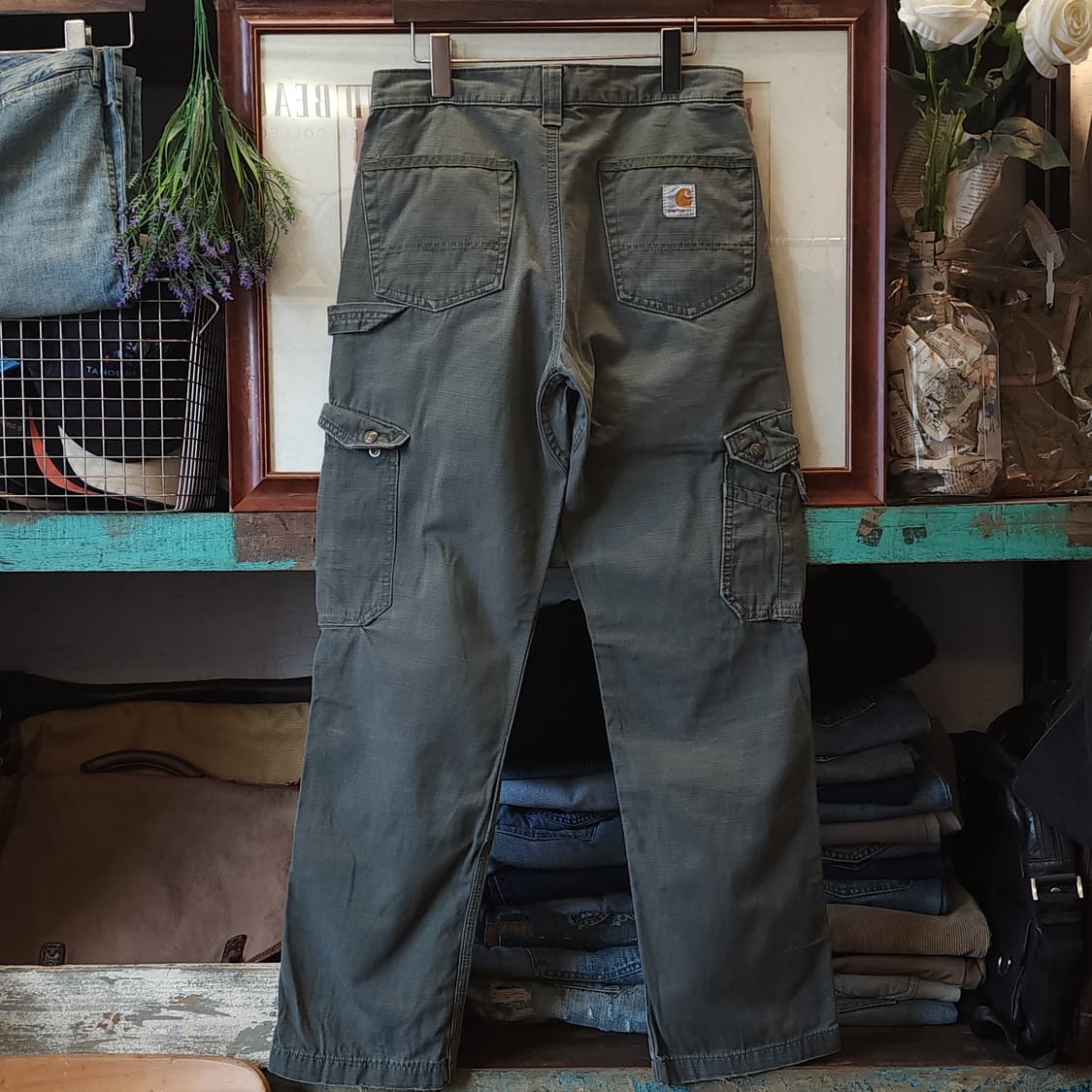 칼하트 워크팬츠 립스탑 카고 팬츠 그린 30x30 상품이미지2