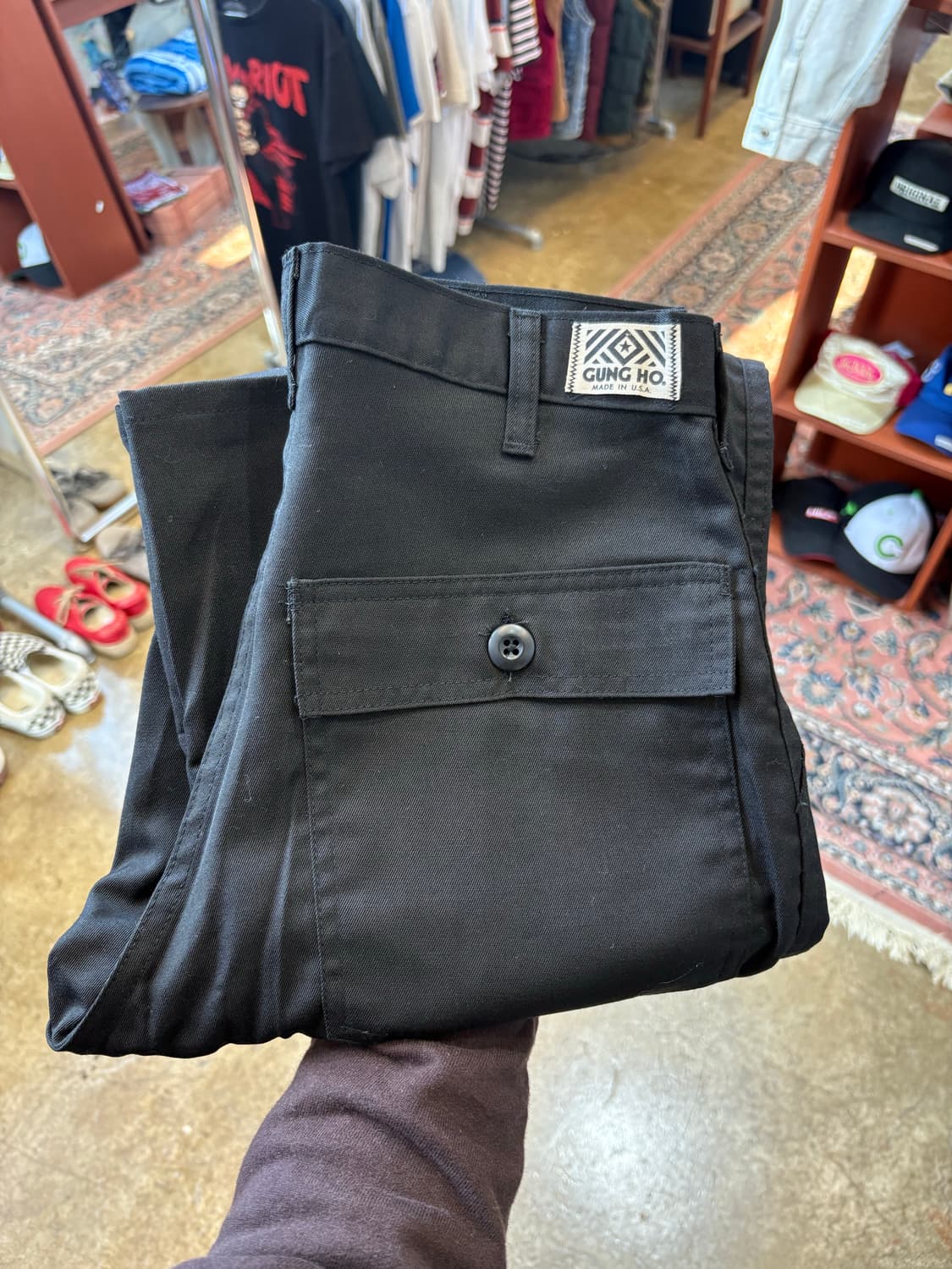 궁호 made USA 블랙 퍼티그 팬츠 상품이미지1