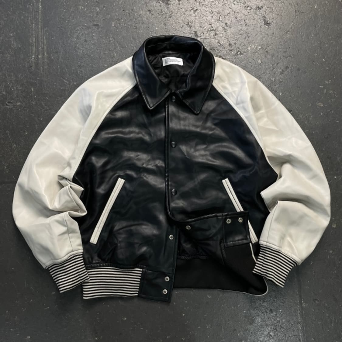 100 파르티멘토 배색 레더 자켓  상품이미지1