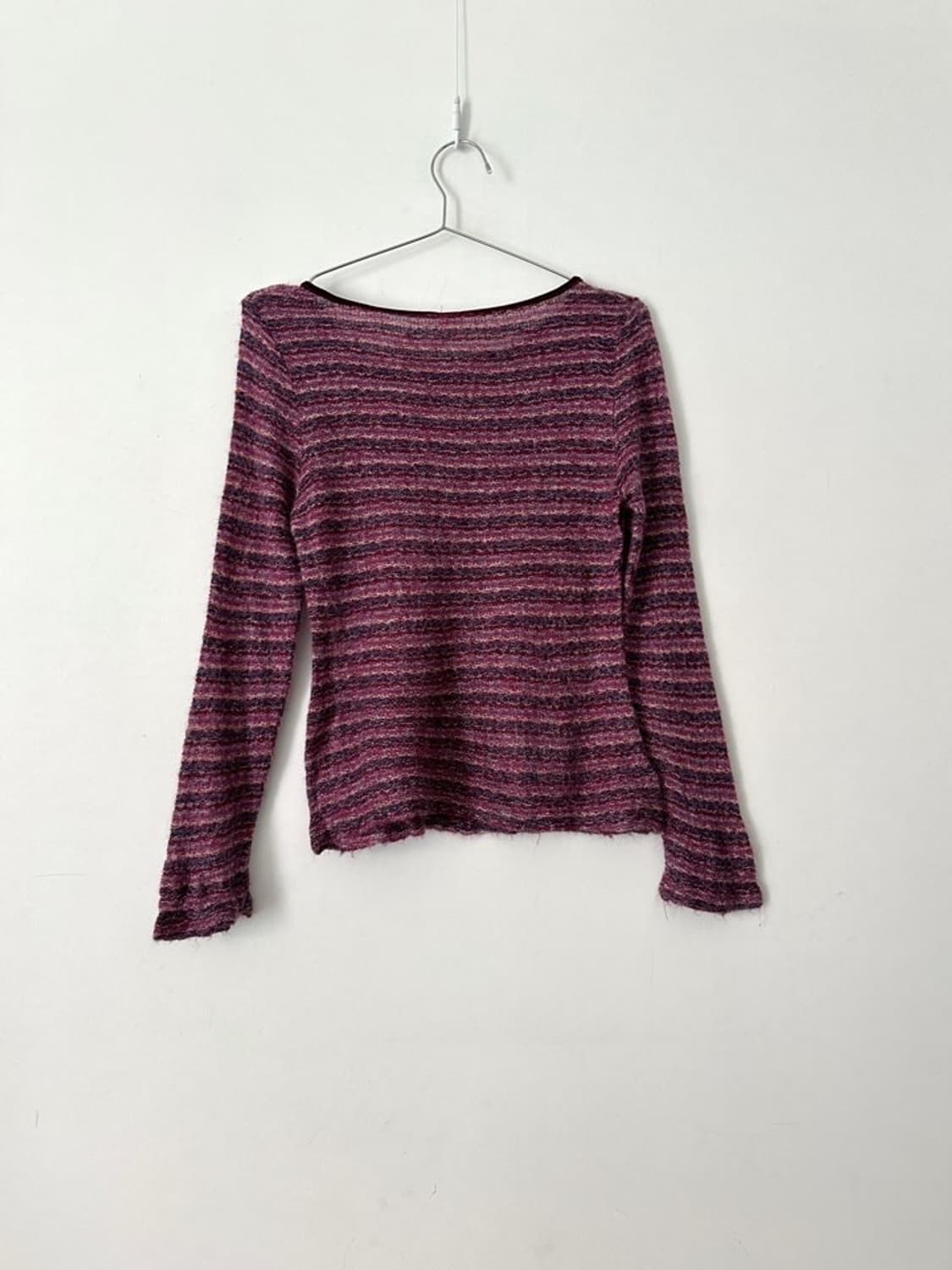 Boucle neck ribbon knit / purple 상품이미지4