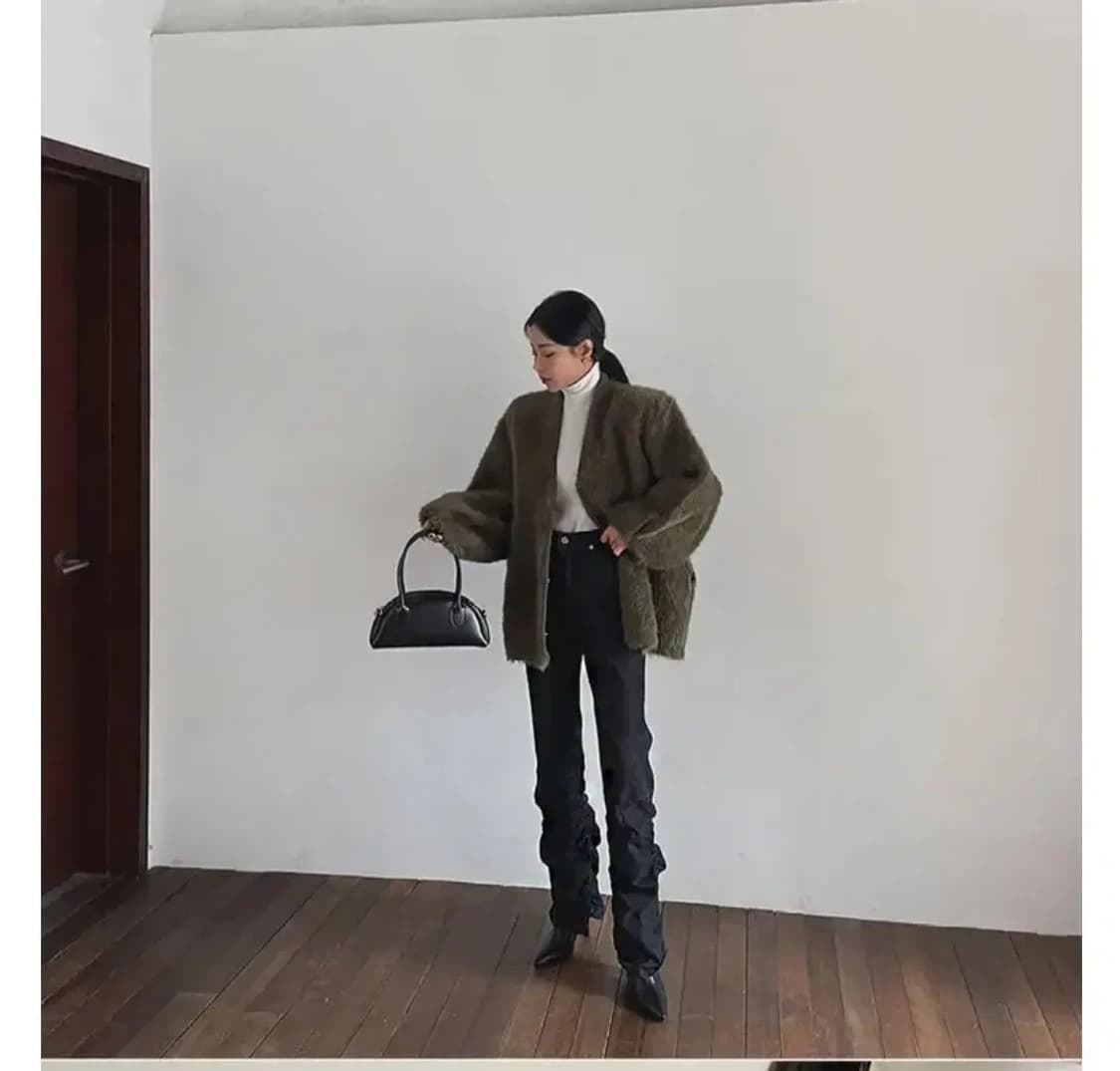 라걸셔링데님팬츠바지유니크일자핏긱시크오네갸루y2k심플베이직그런지페어리부츠컷 상품이미지3