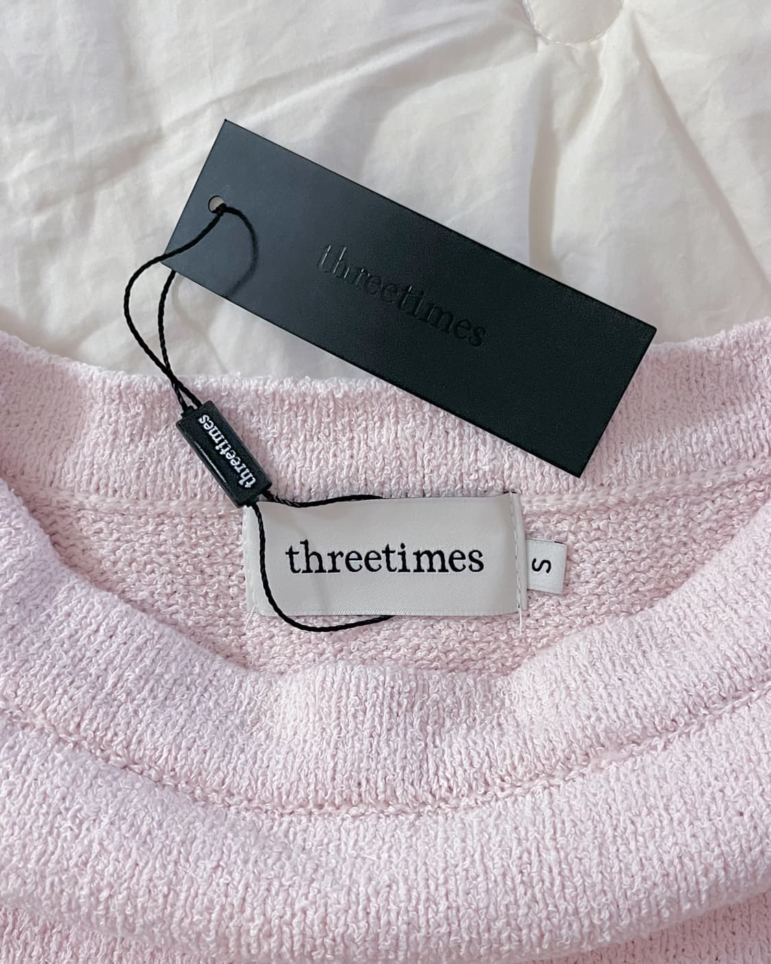 쓰리타임즈 케이블 니트 탑 핑크 S 상품이미지4