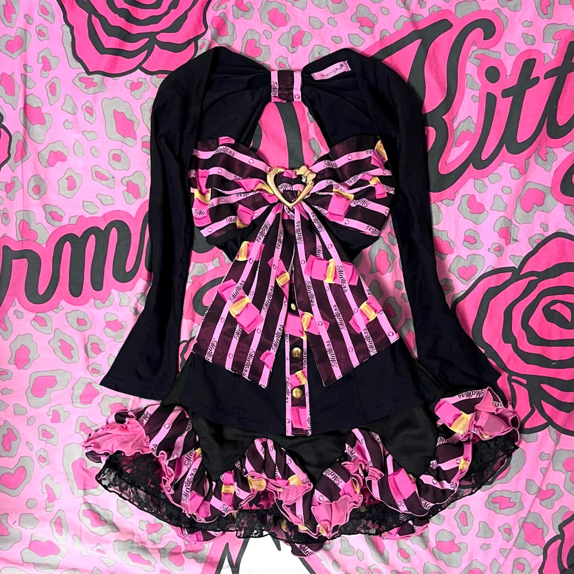 MA*RS마즈 아게하 핑크 리본 스트라이프 프릴레이스 스커트 히메갸루핀터 상품이미지1