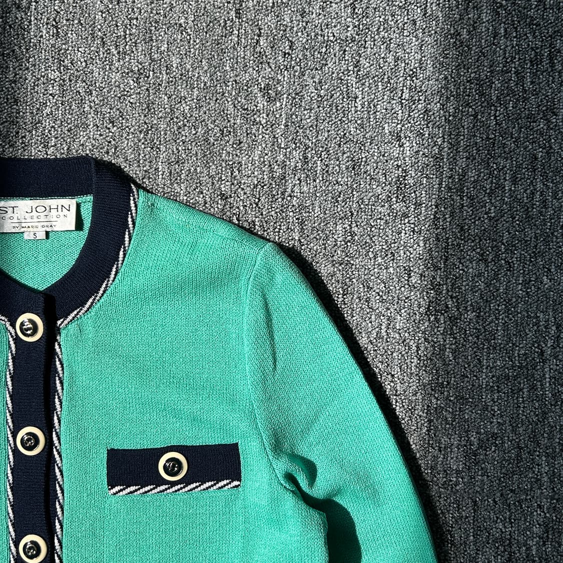 st. john 샌존 컬렉션 버튼 니트 그린 가디건 상품이미지2