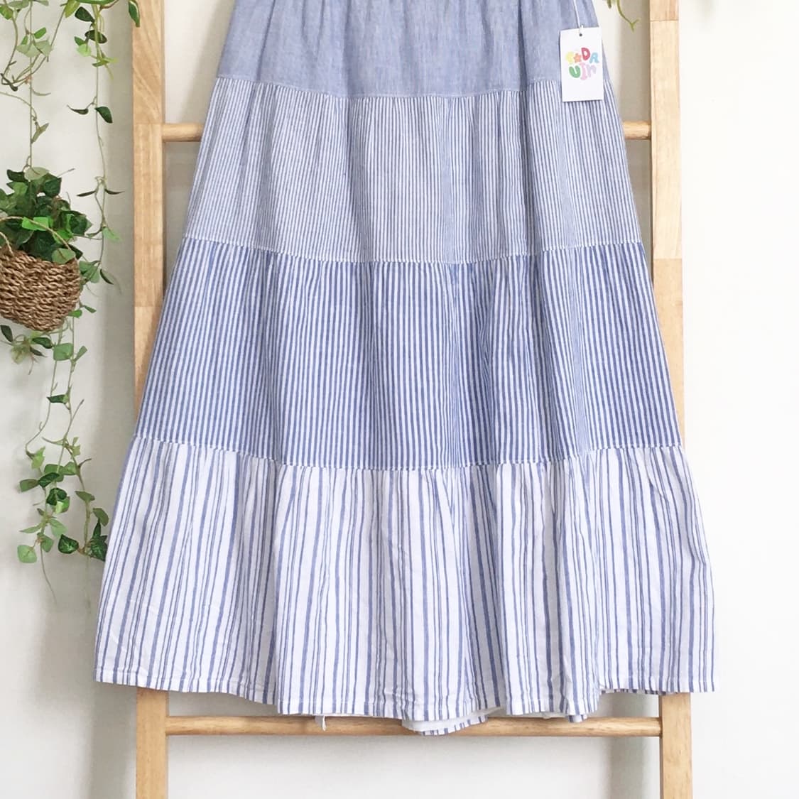 JPN/ 모리걸롱스커트 모리룩스커트 패치워크스커트 스트라이프 캉캉롱스커트 상품이미지3
