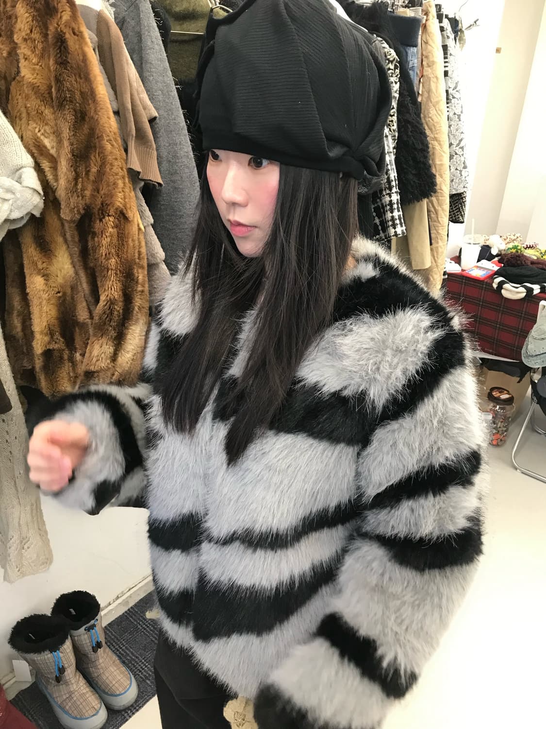 vintage pattern fur jacket 상품이미지1