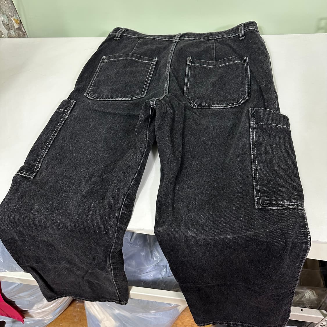 L 퍼스텝 빈티지블랙 워시드 일자핏 카고 데님팬츠 상품이미지5