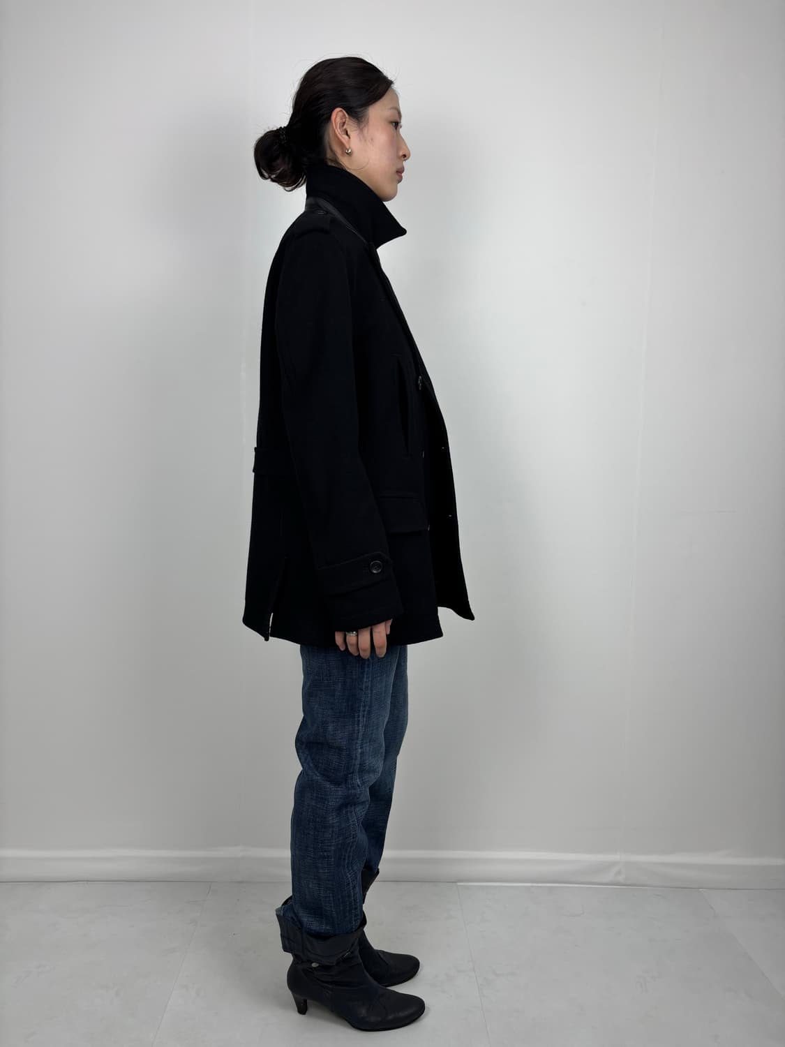 LEATHER TRIM PEACOAT 상품이미지4