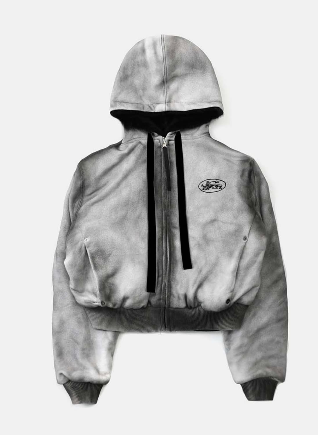 배드블러드 미스틱11 리버시블 퍼 후드 자켓 - 화이트/블랙 상품이미지2