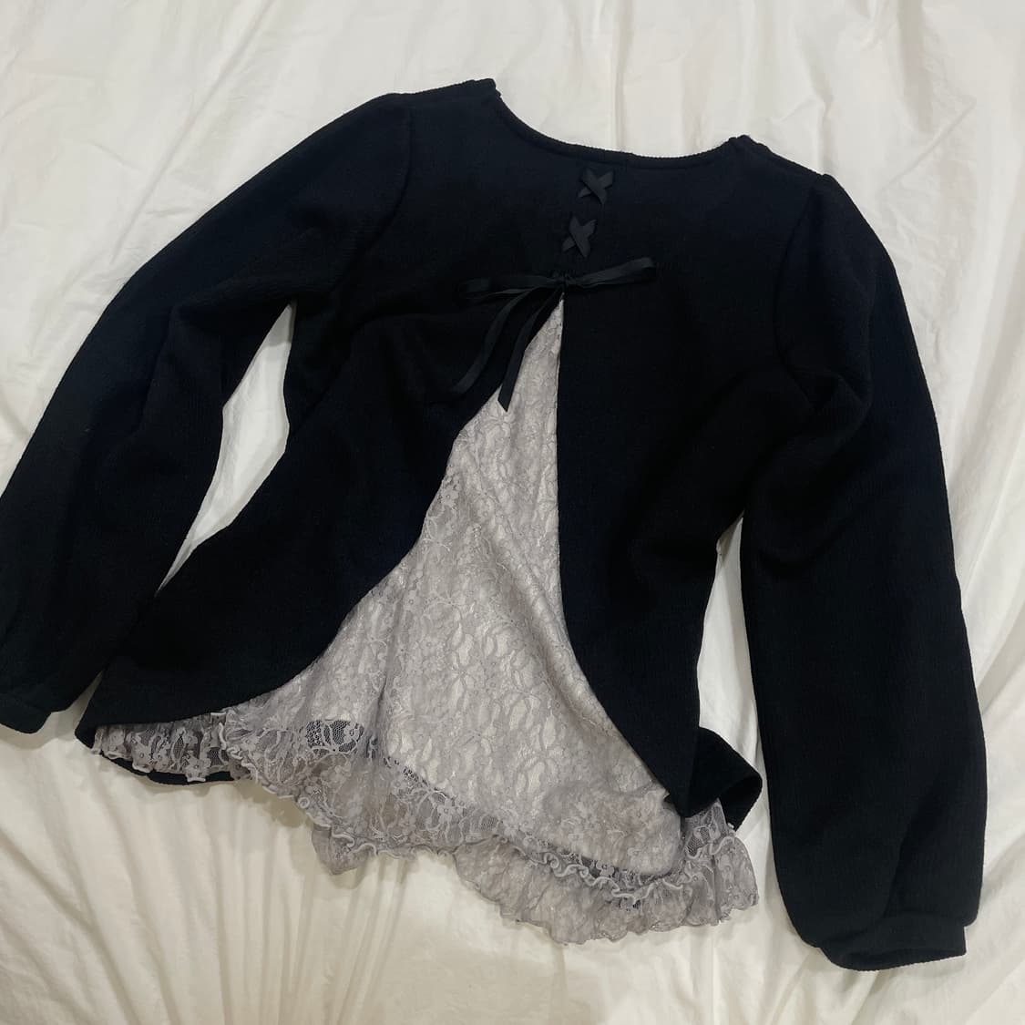 샵글리터 axes femme 엑시즈팜 레이스 니트 맨투맨 프릴  페어리 상품이미지3