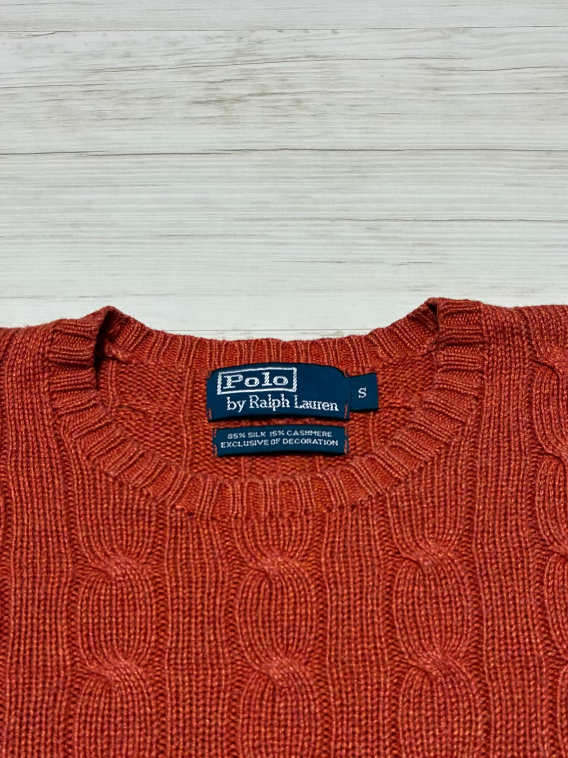 S 폴로 랄프로렌 캐시미어 꽈배기 니트 오렌지 상품이미지6