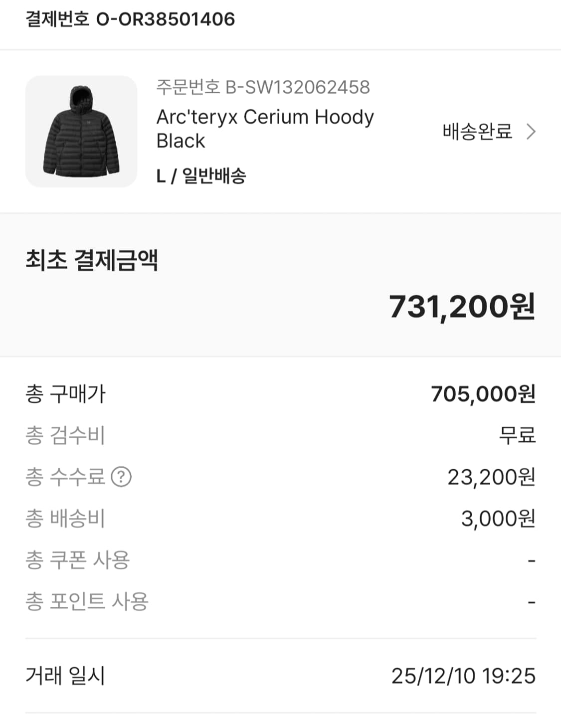 아크테릭스 세륨 블랙 L 팝니다 상품이미지3