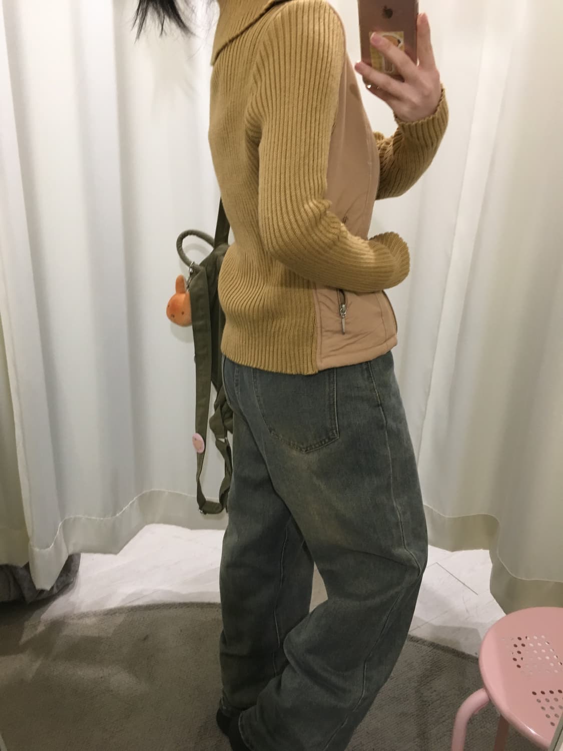 Knit-Sleeve Highneck Puffer 상품이미지5