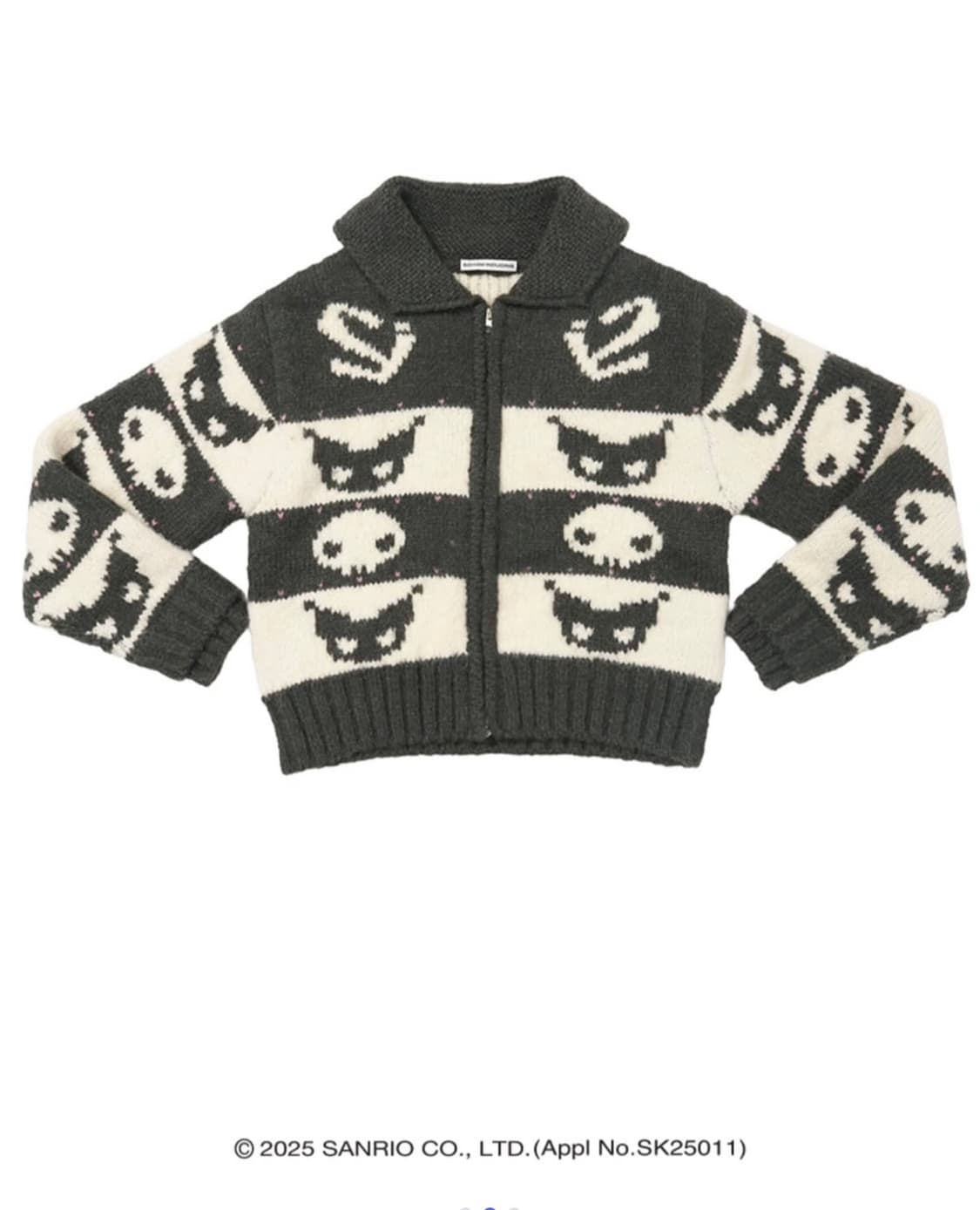 쿠로미의 아이콘과 스키즘의 로고로 짜여진 코위찬 카디건 상품이미지3