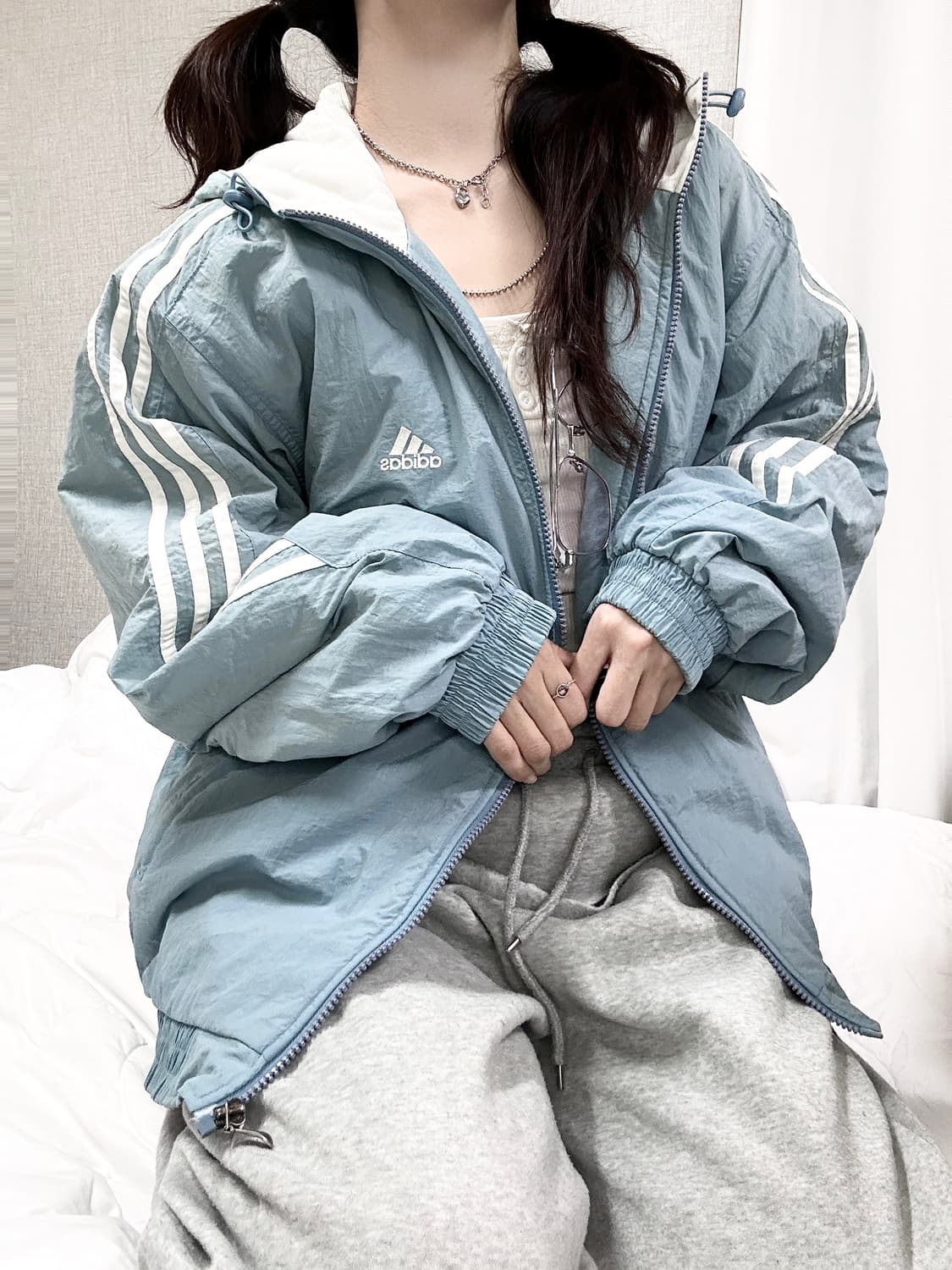 아디다스 90‘s 뮤트하늘 삼선 누빔자켓 상품이미지4