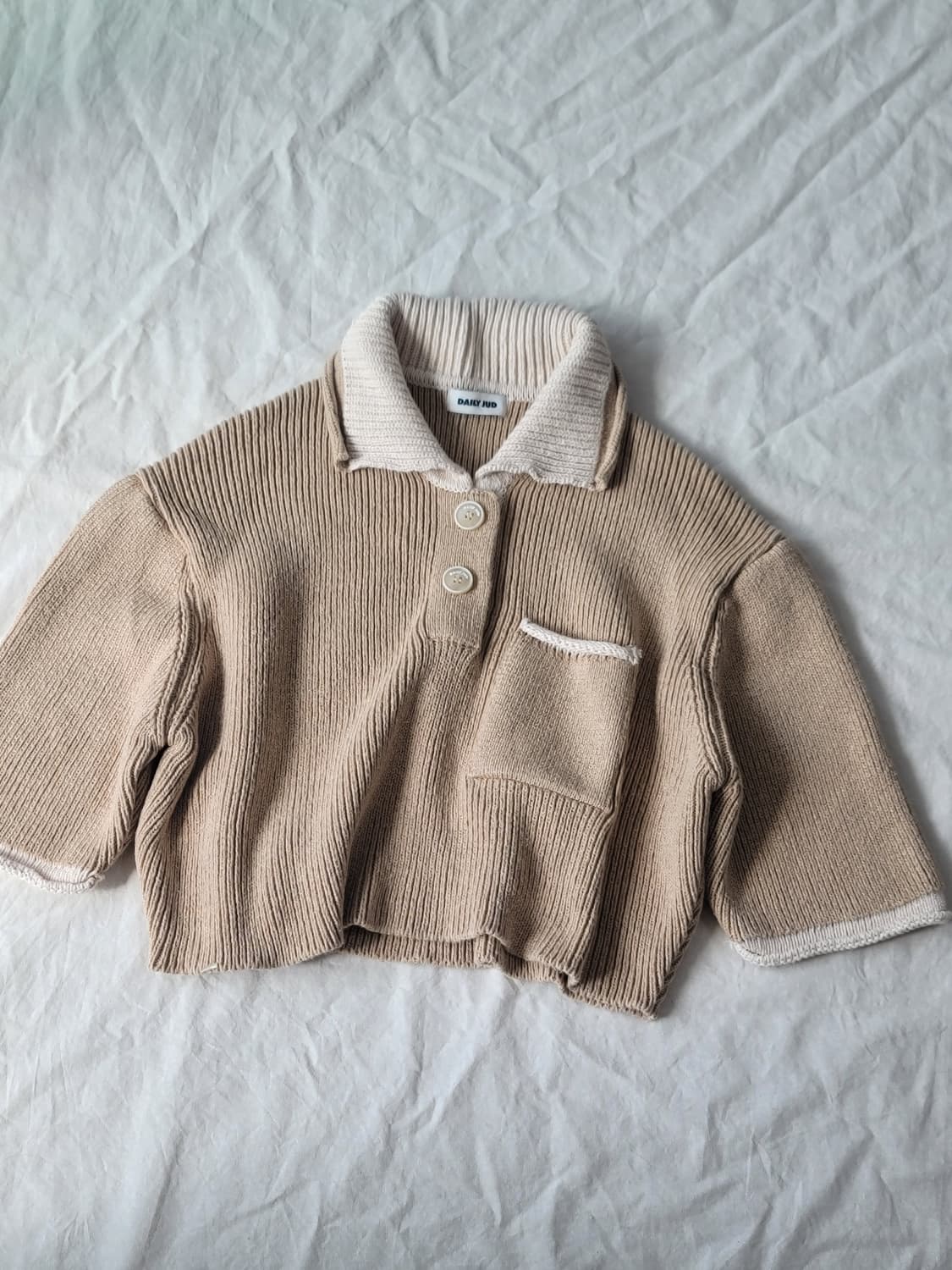 데일리주드 크롭 반팔 니트 상품이미지2