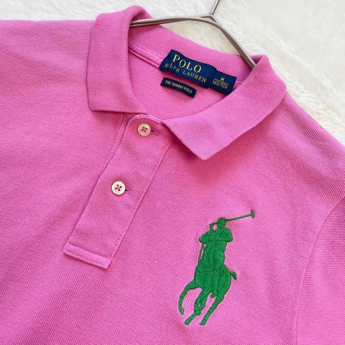 폴로 랄프 로렌 빅포니 그린 자수 반팔 카라티 핑크 상품이미지2
