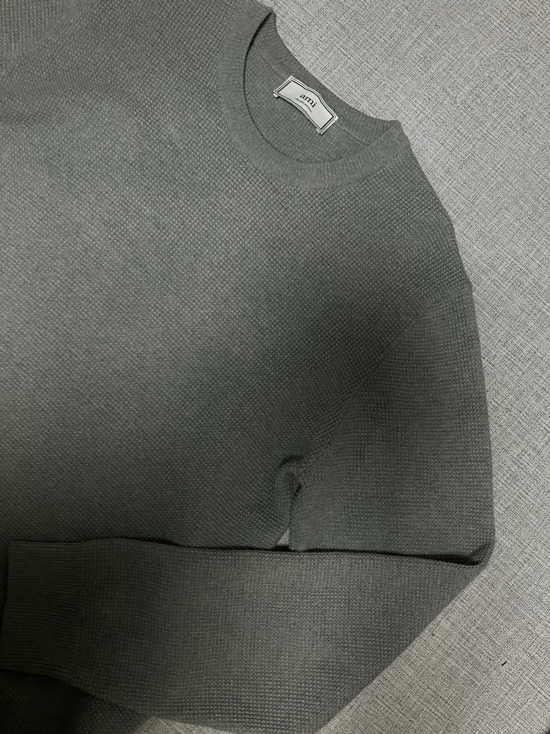 Ami 아미 라운드넥 와플니트 그레이 상품이미지2