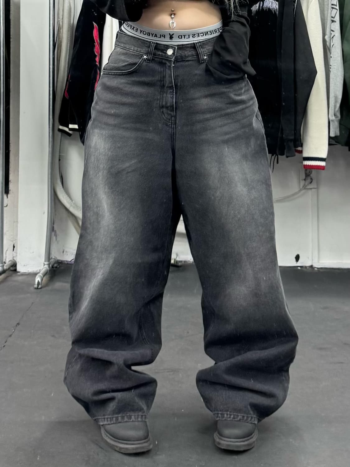 VTG 자수 디테일 와이드 데님팬츠 상품이미지3