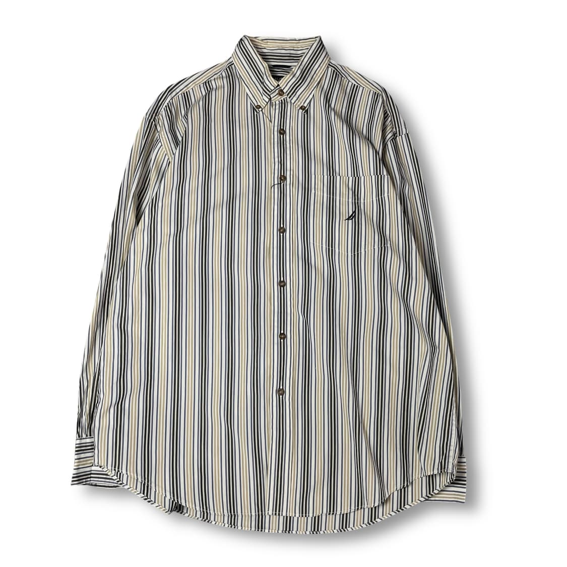 노티카 블루 베이지 멀티 스트라이프 긴팔 셔츠 L 상품이미지1