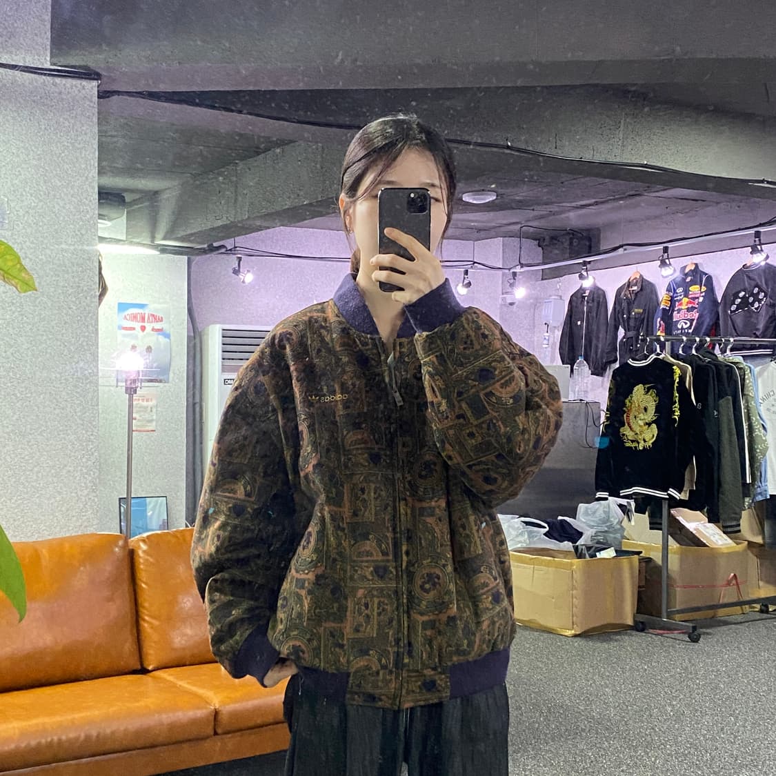 아디다스 빈티지 패턴 스웨이드 집업 B2367 상품이미지1