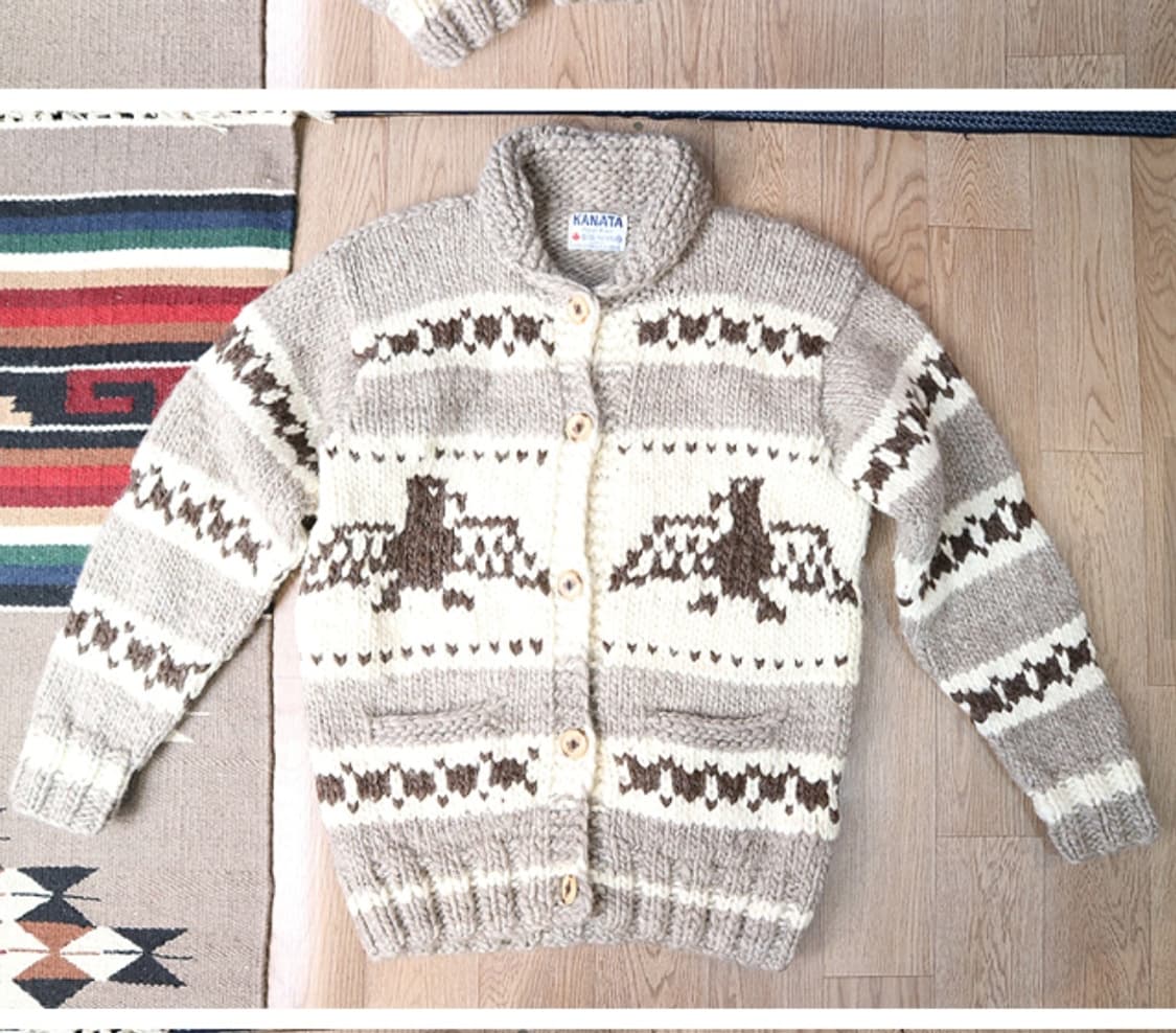 
KANATA 카나타 캐나다 핸드메이드 양모100% 인디언 코위찬 스웨터 상품이미지2