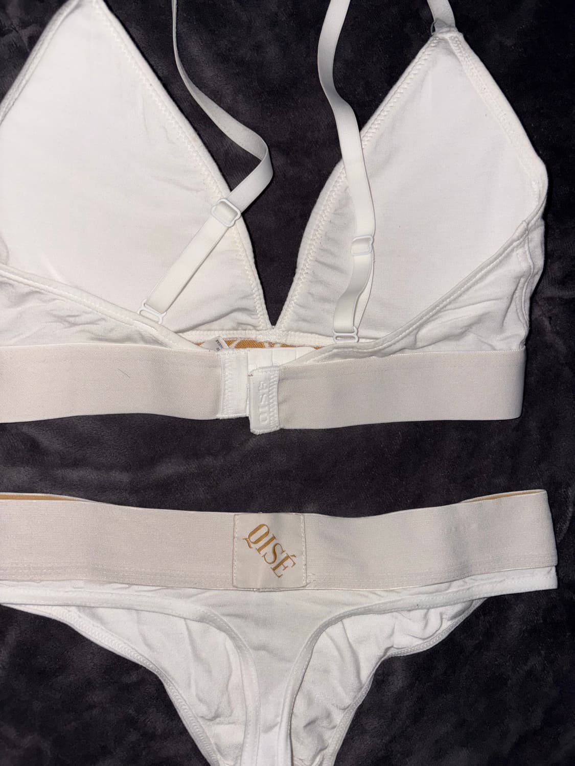 qise 바프용 섹시 고급 화이트 골드 뫼비우스 배색 깔롱 속옷 세트 상품이미지10