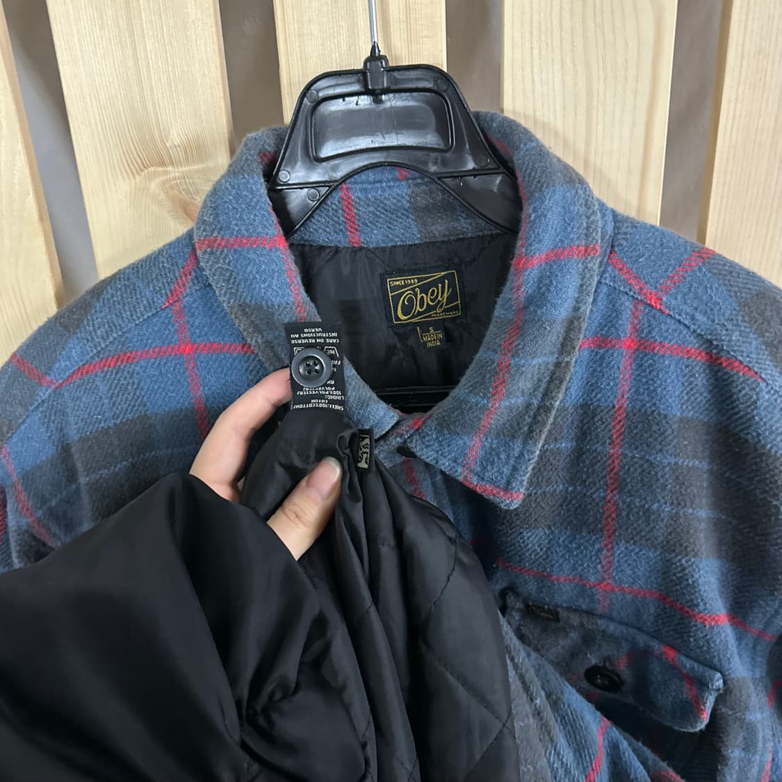 (M) 오베이 블루 체크 플란넬 셔츠 자켓 상품이미지6