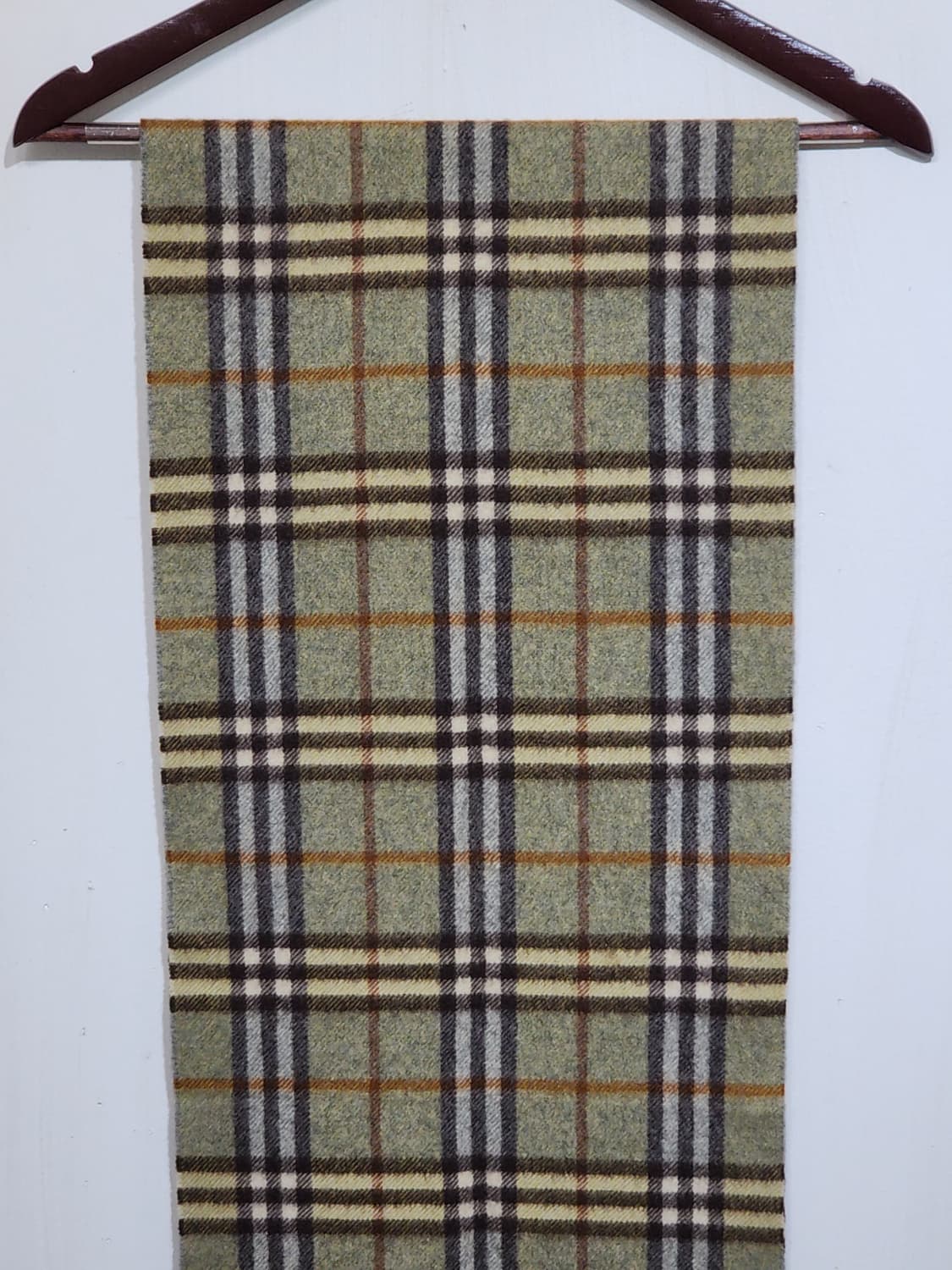 (정품) 버버리 캐시미어 머플러 체크 목도리 카키 영국판  상품이미지2