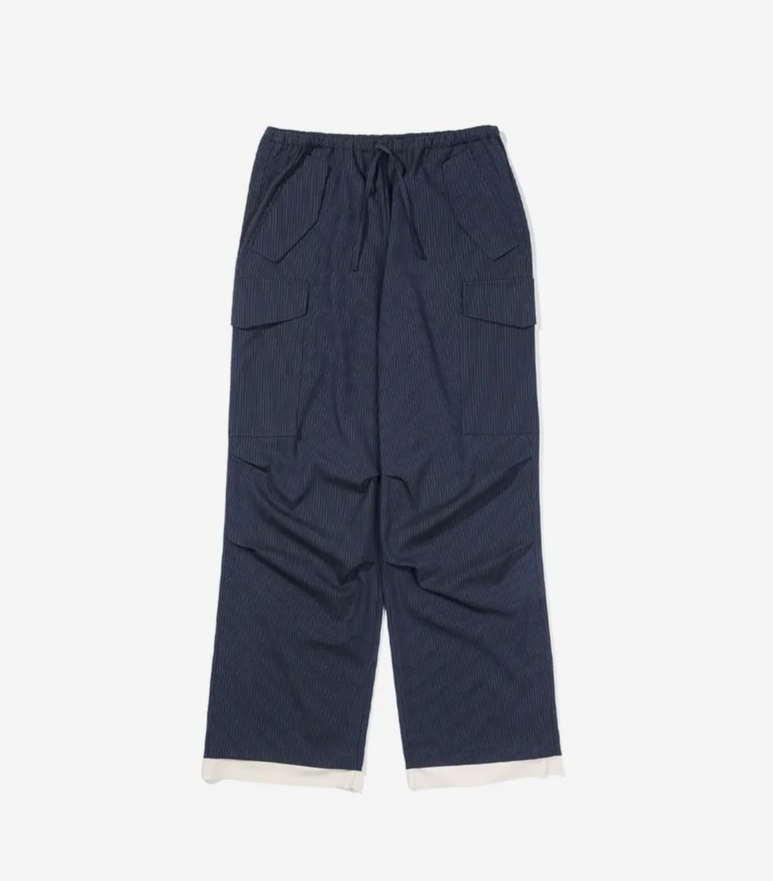(W) PETER LAYERED STRIPE SLACKS - NAVY 상품이미지1