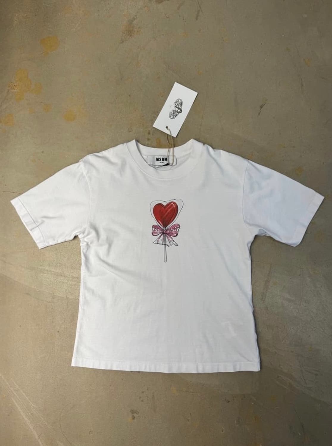 [MSGM] 빈티지 하트 롤리팝 그래픽 화이트 티셔츠 상품이미지9