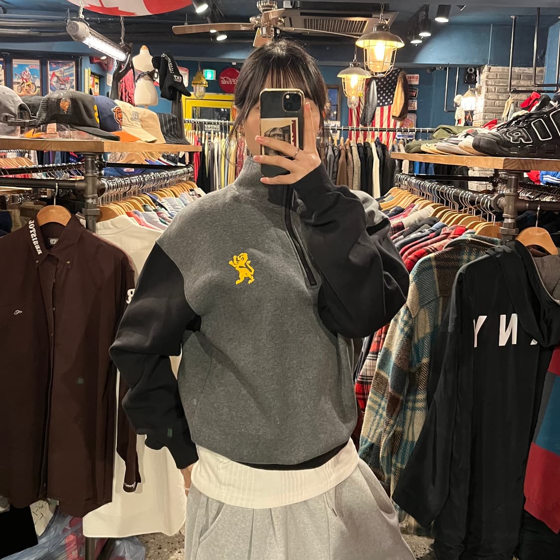 SEASONS 시즌스 그레이 하프 집업 맨투맨  상품이미지5