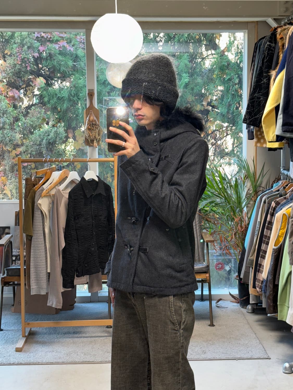 세만틱 디자인 퍼후드 울자켓 상품이미지4