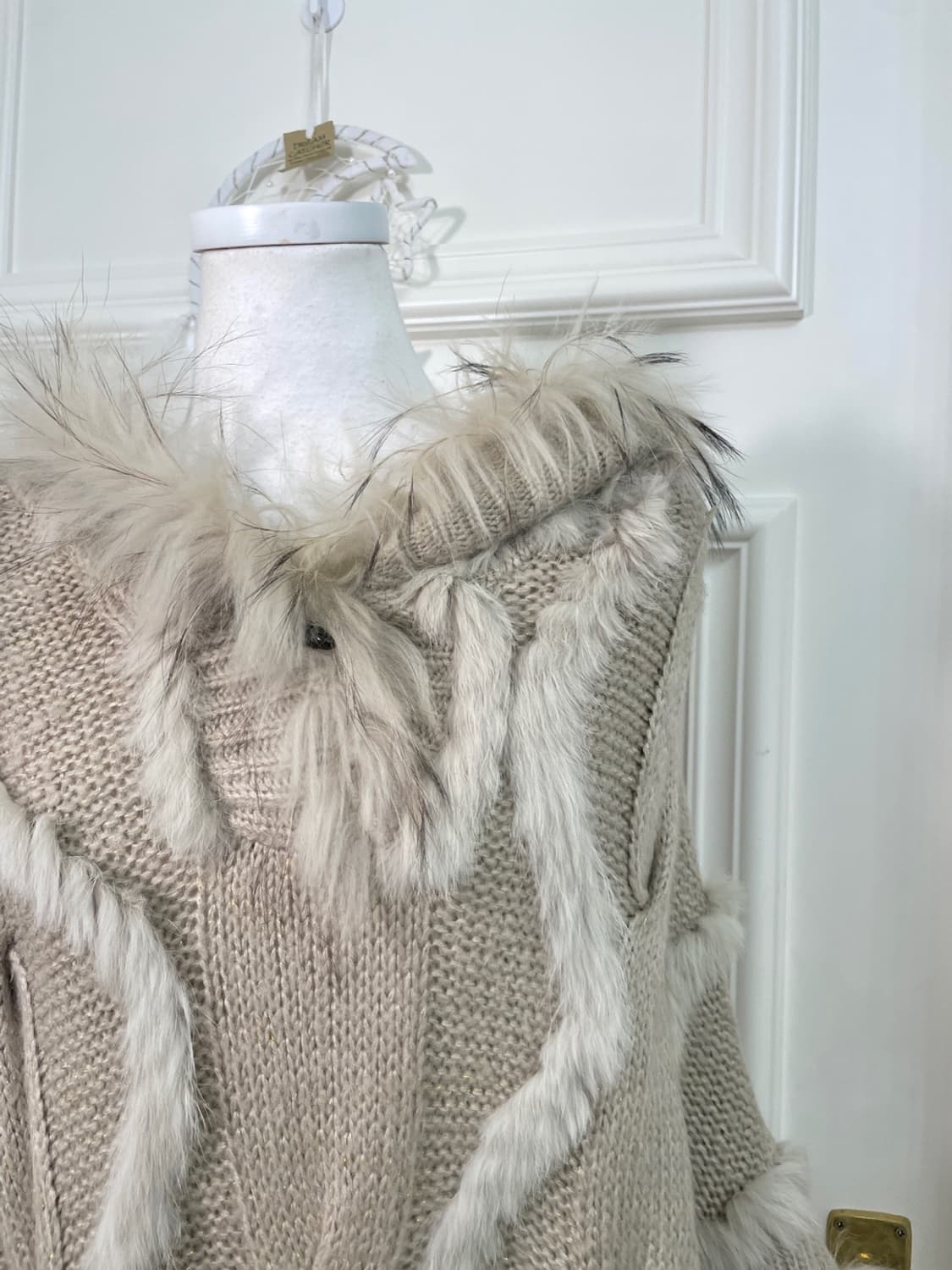 beige rabbit fur hoodie cape 상품이미지6