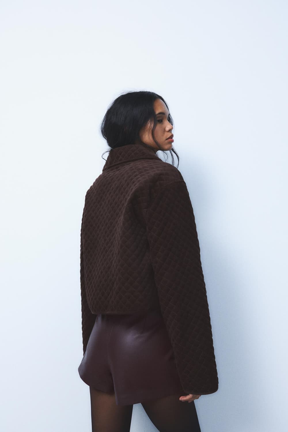 새상품 [s] 자라 퀼티드 퀼팅 코듀로이 자켓 브라운 상품이미지7